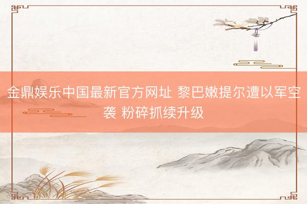 金鼎娱乐中国最新官方网址 黎巴嫩提尔遭以军空袭 粉碎抓续升级