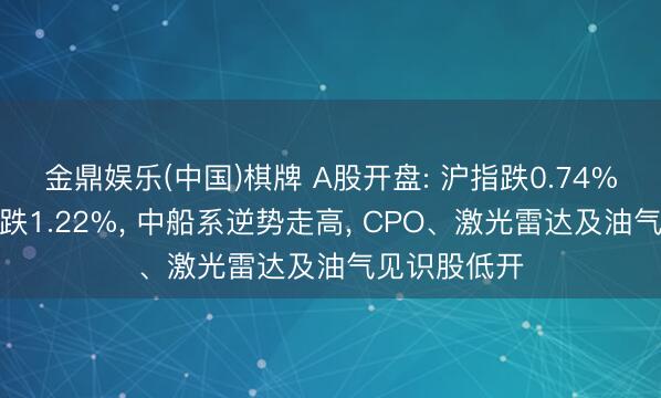 金鼎娱乐(中国)棋牌 A股开盘: 沪指跌0.74%、创业板指跌1.22%， 中船系逆势走高， CPO、激光雷达及油气见识股低开